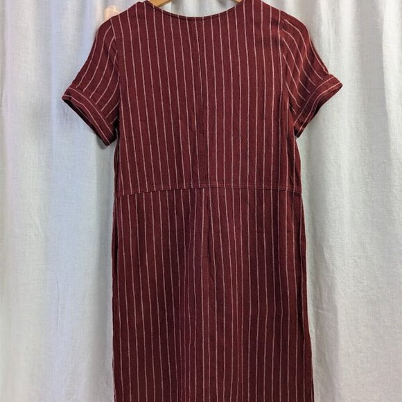 Susina linen blend burgundy striped dress with pockets women's size XS D24 - Picture 7 of 9